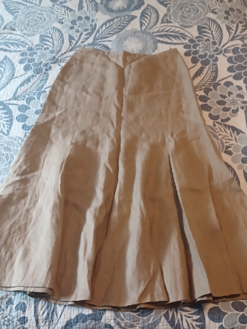Talbots Irish Linen A-Line Skirt in Taupe Size 6 100% Cotton No Stretch Vintage